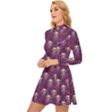 Skull Halloween Pattern Long Sleeve Velour Longline Dress View2