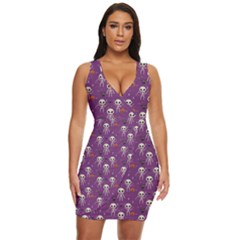 Skull Halloween Pattern Draped Bodycon Dress by Ndabl3x