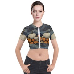 Pumpkin Halloween Short Sleeve Cropped Jacket by Ndabl3x