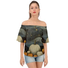 Pumpkin Halloween Off Shoulder Short Sleeve Top by Ndabl3x