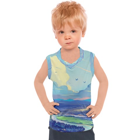 Digital Art Fantasy Landscape Kids  Sport Tank Top by uniart180623