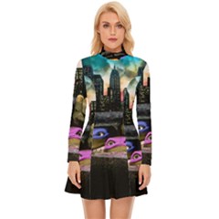 Teenage Mutant Ninja Turtles Leonardo Raphael Michelangelo Donatello Long Sleeve Velour Longline Dress by Sarkoni