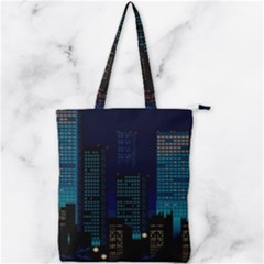 Pixel Art Night City Japan Double Zip Up Tote Bag by Sarkoni