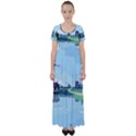 Japanese Themed Pixel Art The Urban And Rural Side Of Japan High Waist Short Sleeve Maxi Dress View1