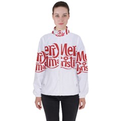 Merry Christmas Women s High Neck Windbreaker by designerey