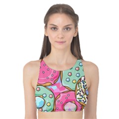 Donut Pattern Texture Colorful Sweet Tank Bikini Top by Grandong