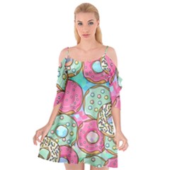 Donut Pattern Texture Colorful Sweet Cutout Spaghetti Strap Chiffon Dress by Grandong