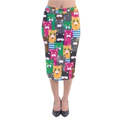 Cats Funny Colorful Pattern Texture Velvet Midi Pencil Skirt by Grandong