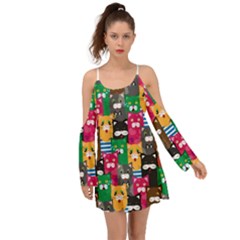 Cats Funny Colorful Pattern Texture Boho Dress by Grandong