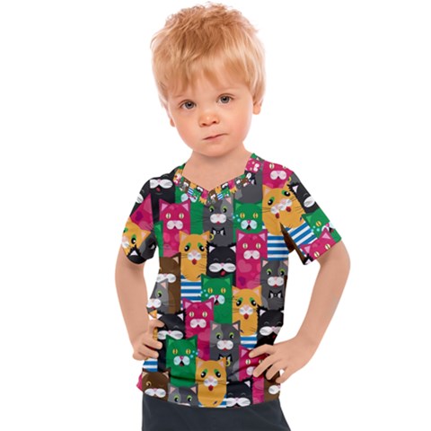 Cats Funny Colorful Pattern Texture Kids  Sports T-shirt by Grandong