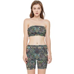 Digital Art Triangle Pattern Texture Mosaic Stretch Shorts And Tube Top Set by Grandong