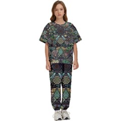 Digital Art Triangle Pattern Texture Mosaic Kids  T-shirt And Pants Sports Set by Grandong