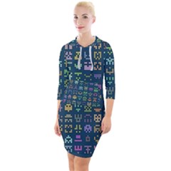 Procedural Generation Digital Art Pattern Quarter Sleeve Hood Bodycon Dress by Grandong