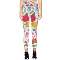 Colorful Flower Abstract Pattern Pocket Leggings  by Grandong