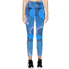 Blue Moving Texture Abstract Texture Pocket Leggings  by Grandong