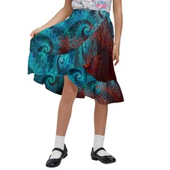 Spiral Abstract Pattern Abstract Kids  Ruffle Flared Wrap Midi Skirt by Grandong