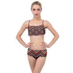 Pattern Knitting Texture Layered Top Bikini Set by Grandong