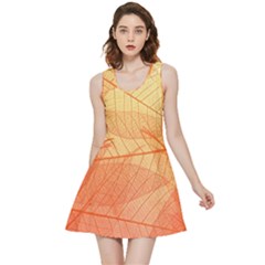 Abstract Texture Of Colorful Bright Pattern Transparent Leaves Orange And Yellow Color Inside Out Reversible Sleeveless Dress by Grandong