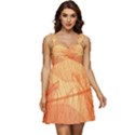 Abstract Texture Of Colorful Bright Pattern Transparent Leaves Orange And Yellow Color Ruffle Strap Babydoll Chiffon Dress View1