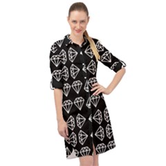 Black Diamond Pattern Long Sleeve Mini Shirt Dress by Ndabl3x