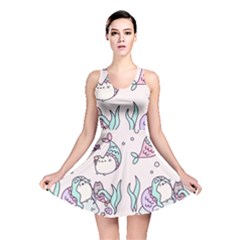 Cartoon Cat Cute Animal Kawaii Pastel Pattern Reversible Skater Dress by Ndabl3x