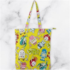 Robot Pattern Double Zip Up Tote Bag by Ndabl3x