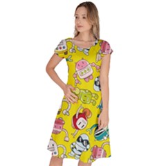 Robot Pattern Classic Short Sleeve Dress by Ndabl3x