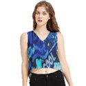 Really Cool Blue, Unique Blue V-Neck Cropped Tank Top View1