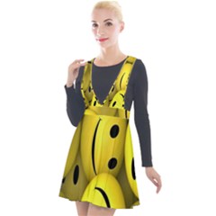 Emoji, Colour, Faces, Smile, Wallpaper Plunge Pinafore Velour Dress by nateshop