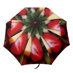 Fruits, Food, Green, Red, Strawberry, Yellow Folding Umbrellas by nateshop