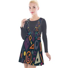 Inspired By The Colours And Shapes Plunge Pinafore Velour Dress by nateshop