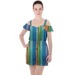 Rainbow Ruffle Cut Out Chiffon Playsuit by zappwaits