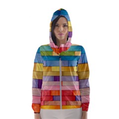 Rainbow Wood Women s Hooded Windbreaker by zappwaits