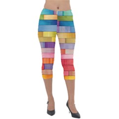 Rainbow Wood Lightweight Velour Capri Leggings  by zappwaits