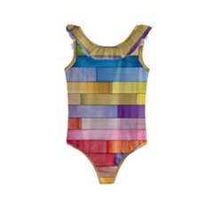 Rainbow Wood Kids  Frill Swimsuit by zappwaits