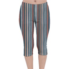 Stripes Velvet Capri Leggings  by zappwaits