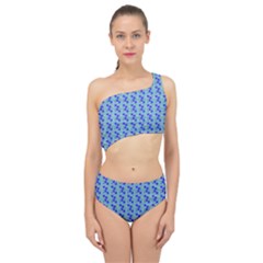 Skyblue Floral Spliced Up Two Piece Swimsuit by Sparkle