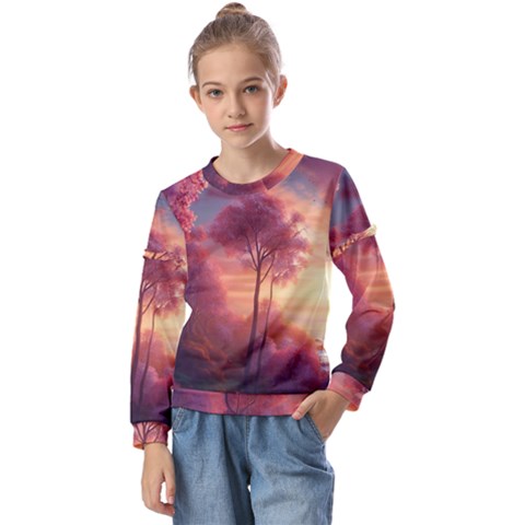 Pink Nature Kids  Long Sleeve T-shirt With Frill  by Sparkle