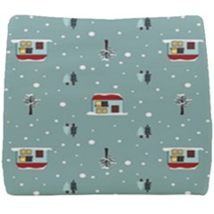 Seamless Pattern With Festive Christmas Houses Trees In Snow And Snowflakes Seat Cushion by Grandong