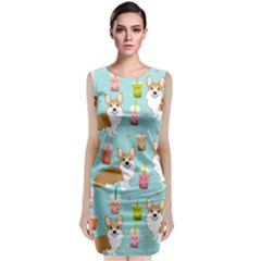 Welsh Corgis Dog Boba Tea Bubble Tea Cute Kawaii Sleeveless Velvet Midi Dress by Grandong