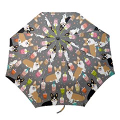 Welsh Corgi Dog Boba Tea Bubble Kawaii Folding Umbrellas by Grandong