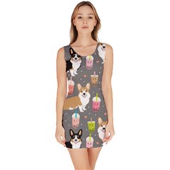 Welsh Corgi Dog Boba Tea Bubble Kawaii Bodycon Dress by Grandong