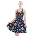 New Year Christmas Winter Pattern Halter Party Swing Dress  View1