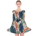 Tropical Leaf Long Sleeve Velvet Skater Dress View1