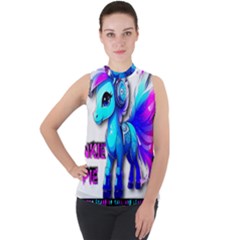 Pinkie Pie  Mock Neck Chiffon Sleeveless Top by Internationalstore