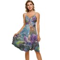 Abstract Blossoms  Sleeveless Tie Front Chiffon Dress View1