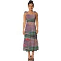 Abstract Flowers  Tie-Strap Tiered Midi Chiffon Dress View1