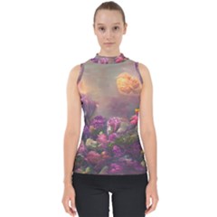 Floral Blossoms  Mock Neck Shell Top by Internationalstore