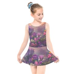 Floral Blossoms  Kids  Skater Dress Swimsuit by Internationalstore