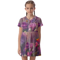 Floral Blossoms  Kids  Asymmetric Collar Dress by Internationalstore